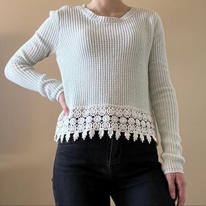 Pacsun LA Hearts mint green sweater with lace